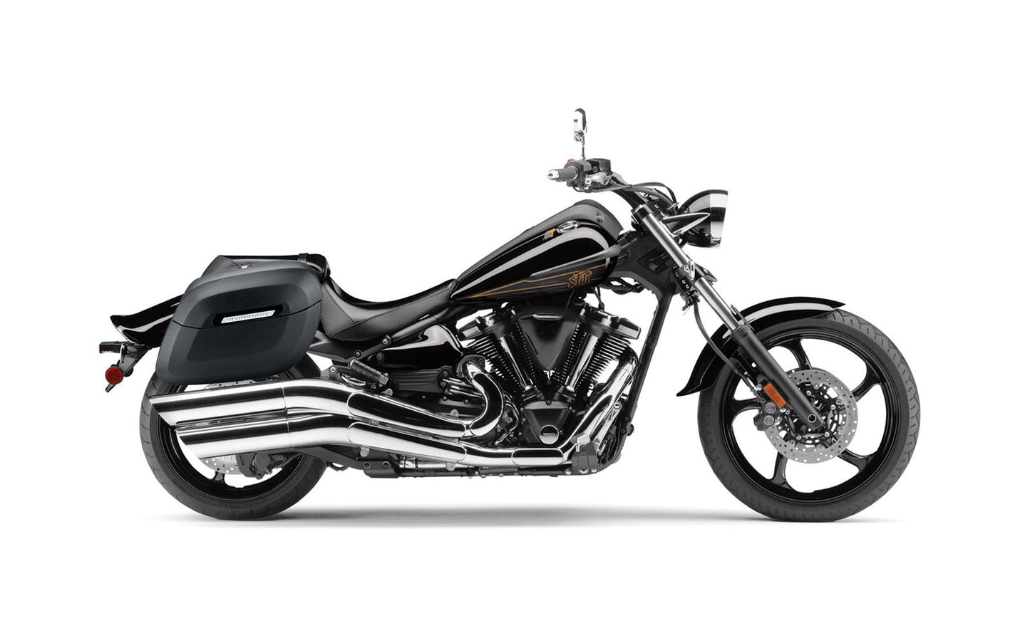 40L - Lamellar Raven Extra Large Yamaha Raider Leather Covered Motocicleta Hard Alforjas
