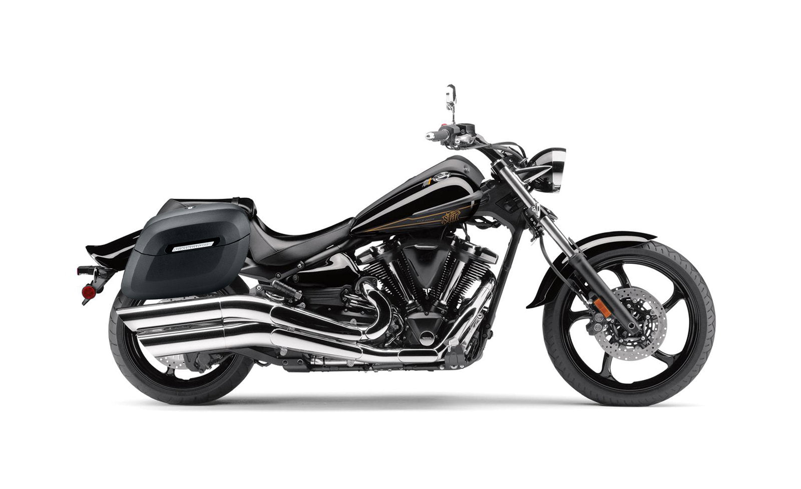 40L - Lamellar Raven Extra Large Yamaha Raider Leather Covered Motocicleta Hard Alforjas