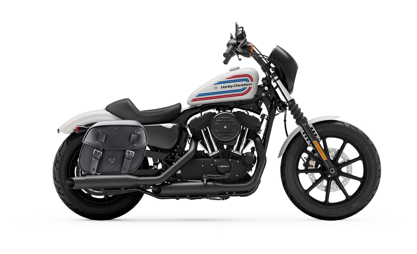 25L - Arch Large Shock Cutout Leather Motocicleta Alforjas para Harley Sportster 1200 Iron XL1200NS