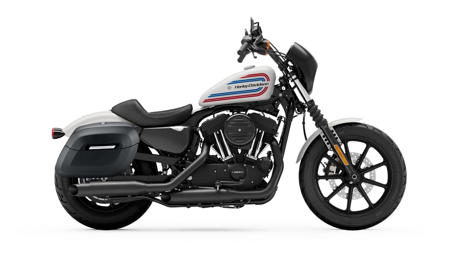 36L - Lamellar Raven Extra Large Shock Cut-out Leather Covered Hard Alforjas para Harley Sportster 1200 Iron XL1200NS