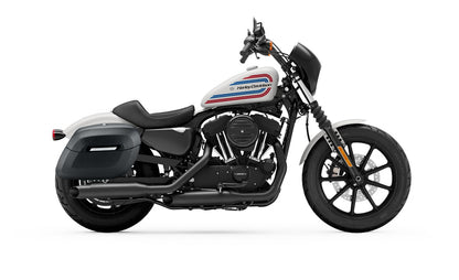 36L - Lamellar Raven Extra Large Shock Cut-out Leather Covered Hard Alforjas para Harley Sportster 1200 Iron XL1200NS