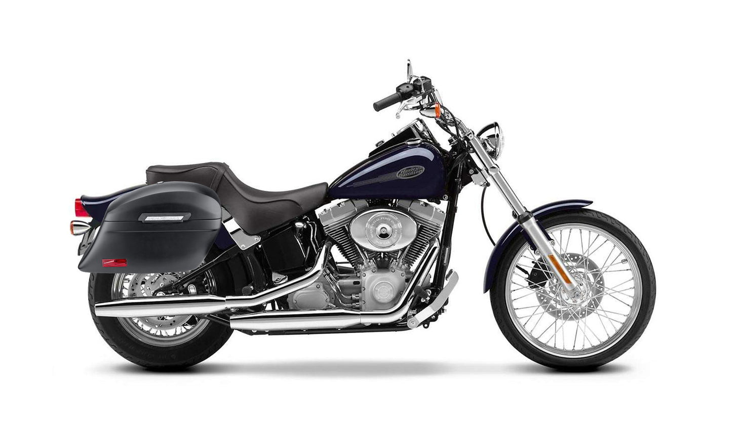 44L - Lamellar Stallion Extra Large Matte Motocicleta Hard Alforjas para Harley Softail Standard FXST/I