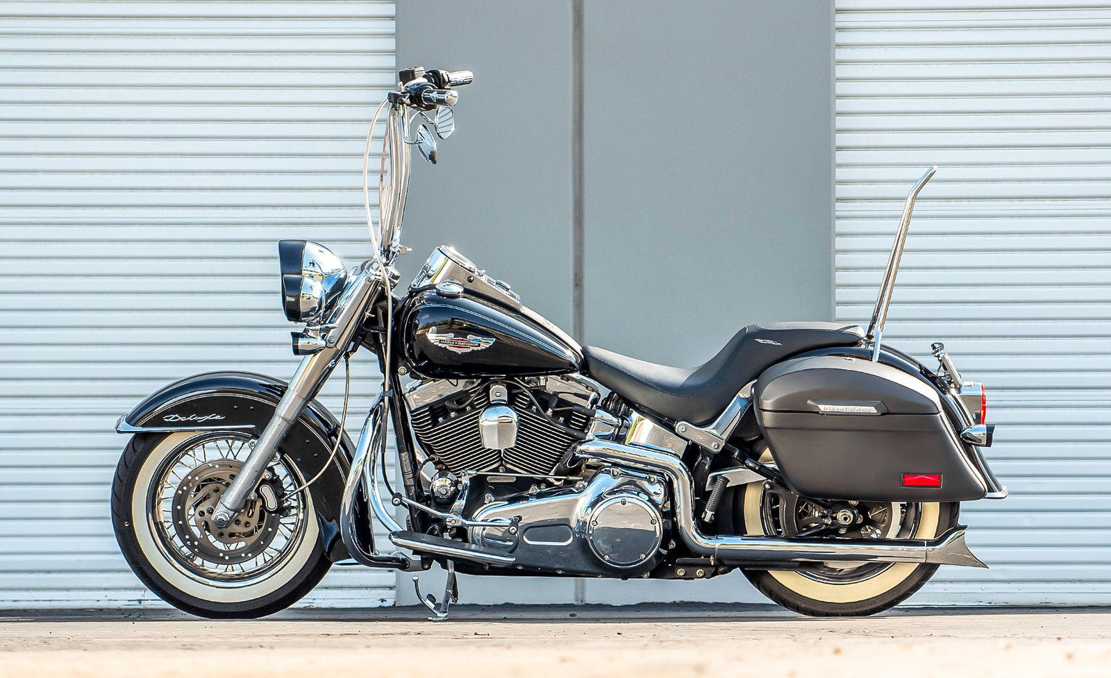 44L - Lamellar Stallion Extra Large Matte Motocicleta Hard Alforjas para Harley Softail Deluxe FLSTN/I