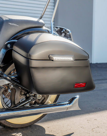 44L - Lamellar Stallion Extra Large Matte Motocicleta Hard Alforjas para Harley Softail Deluxe FLSTN/I
