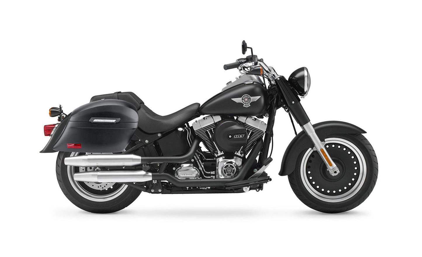 44L - Lamellar Stallion Extra Large Matte Motocicleta Hard Alforjas para Harley Softail Fat Boy Lo FLSTFB
