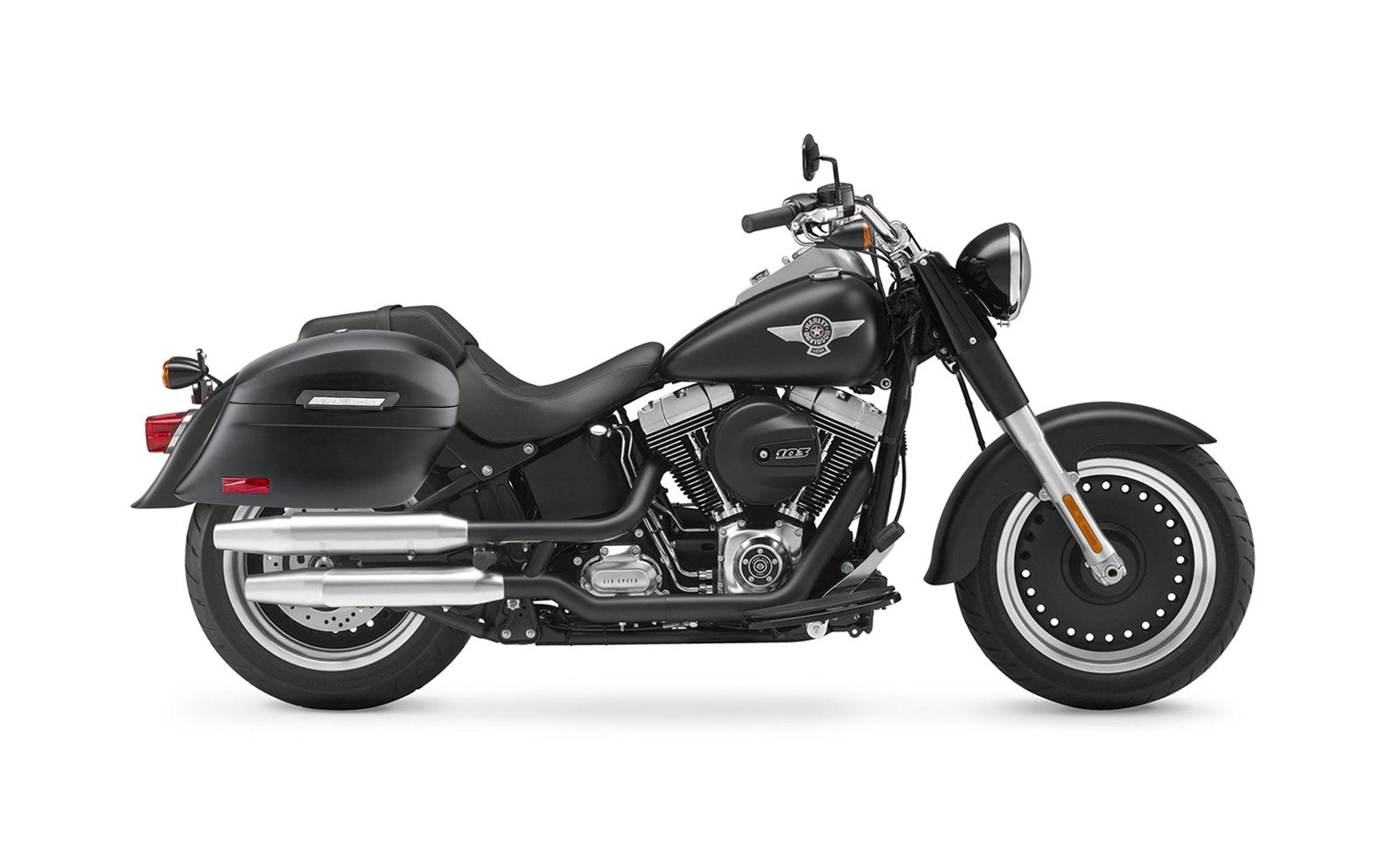 44L - Lamellar Stallion Extra Large Matte Motocicleta Hard Alforjas para Harley Softail Fat Boy Lo FLSTFB