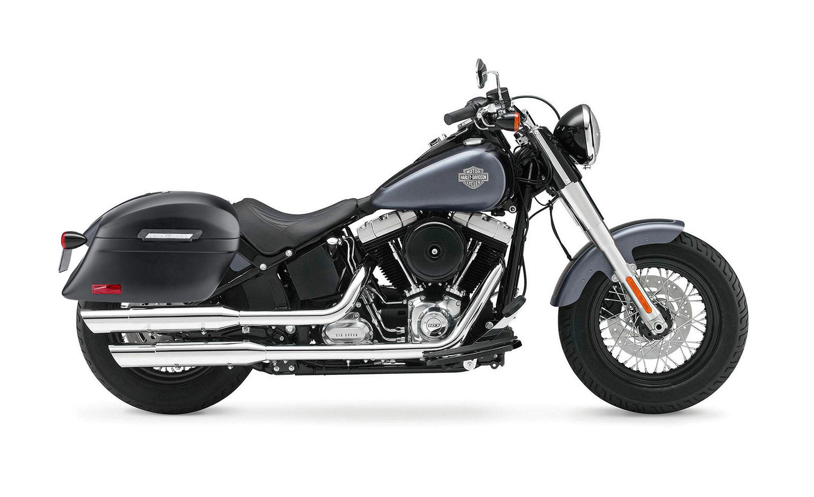 44L - Lamellar Stallion XL Matte Motocicleta Hard Alforjas para Harley Softail Slim FLS
