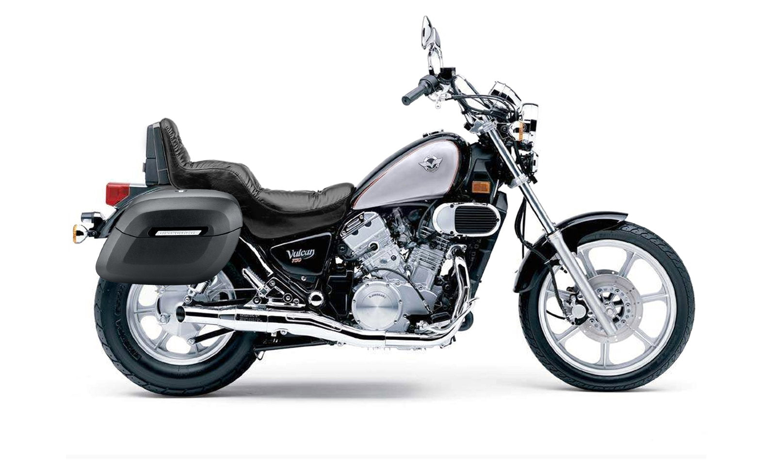 36L - Lamellar Raven Extra Large Kawasaki Vulcan 750 VN750 Shock Cutout Matte Motocicleta Hard Alforjas