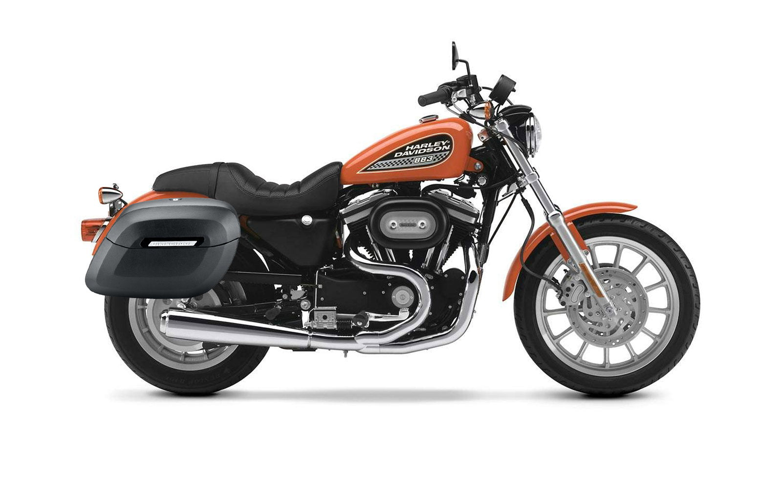 36L - Lamellar Raven Extra Large Shock Cutout Matte Motocicleta Hard Alforjas para Harley Sportster 883 Low XL883L
