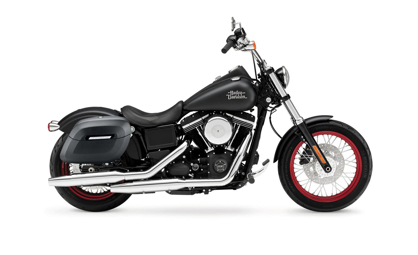 36L - Lamellar Raven Extra Large Shock Cutout Matte Motocicleta Hard Alforjas para Harley Dyna Street Bob FXDB/I