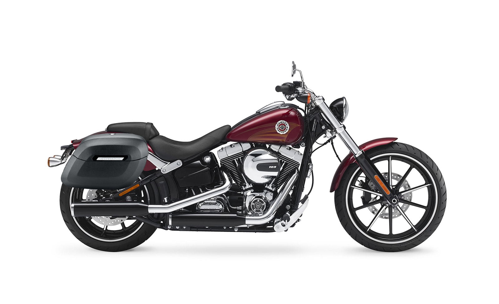 40L - Lamellar Raven Extra Large Matte Motocicleta Hard Alforjas para Harley Softail Breakout FXSB