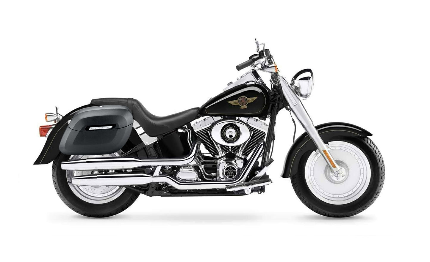 40L - Lamellar Raven Extra Large Matte Motocicleta Hard Alforjas para Harley Softail Fatboy FLSTF/I