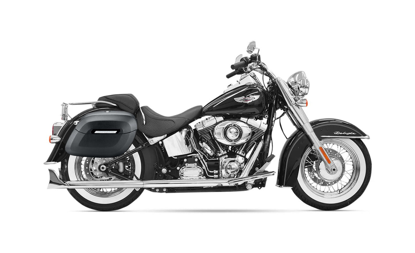 40L - Lamellar Raven Extra Large Matte Motocicleta Hard Alforjas para Harley Softail Heritage FLSTC/I