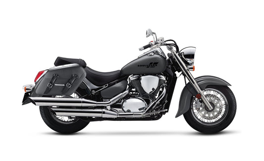 42L - Baldur Extra Large Suzuki Boulevard C50 VL800 Leather Wrapped Motocicleta Hard Alforjas