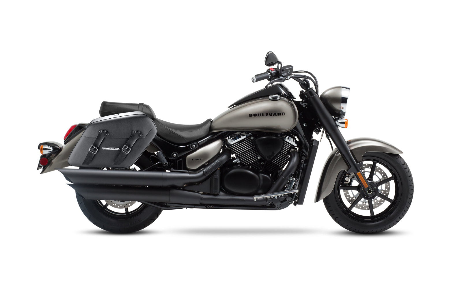42L - Baldur Extra Large Suzuki Boulevard C90 VL1500 Leather Wrapped Motocicleta Hard Alforjas