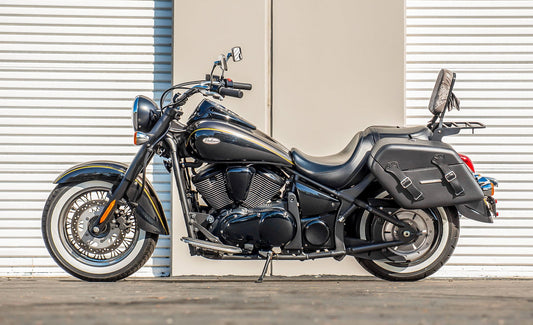 42L - Baldur Extra Large Kawasaki Vulcan 900 Classic VN900 Leather Wrapped Motocicleta Hard Alforjas