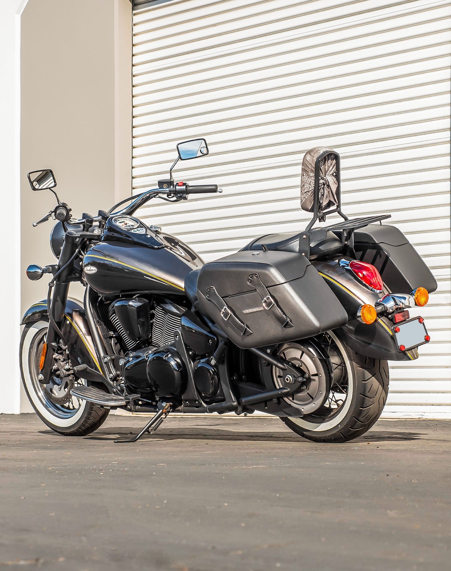 42L - Baldur Extra Large Kawasaki Vulcan 900 Classic VN900 Leather Wrapped Motocicleta Hard Alforjas