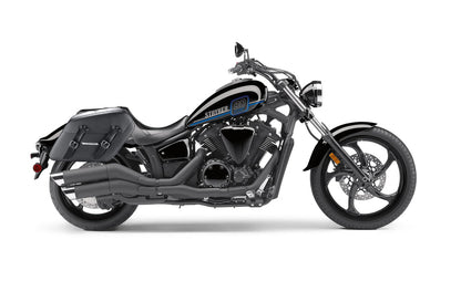 42L - Baldur Extra Large Yamaha Stryker Leather Wrapped Motocicleta Hard Alforjas