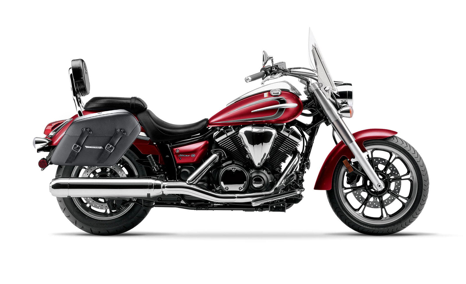 42L - Baldur Extra Large Yamaha V Star 950 Tourer Leather Wrapped Motocicleta Hard Alforjas
