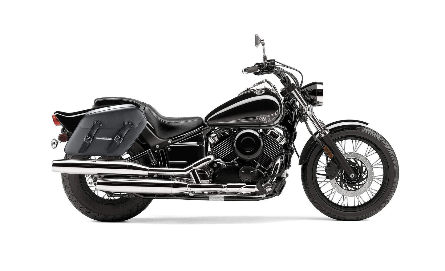 42L - Baldur Extra Large Yamaha V Star 650 Custom XVS65T Leather Wrapped Motocicleta Hard Alforjas