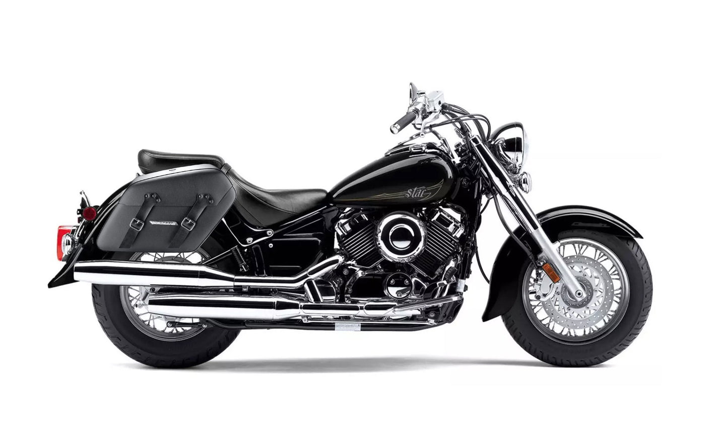 42L - Baldur Extra Large Yamaha V Star 650 Classic XVS65A Leather Wrapped Motocicleta Hard Alforjas