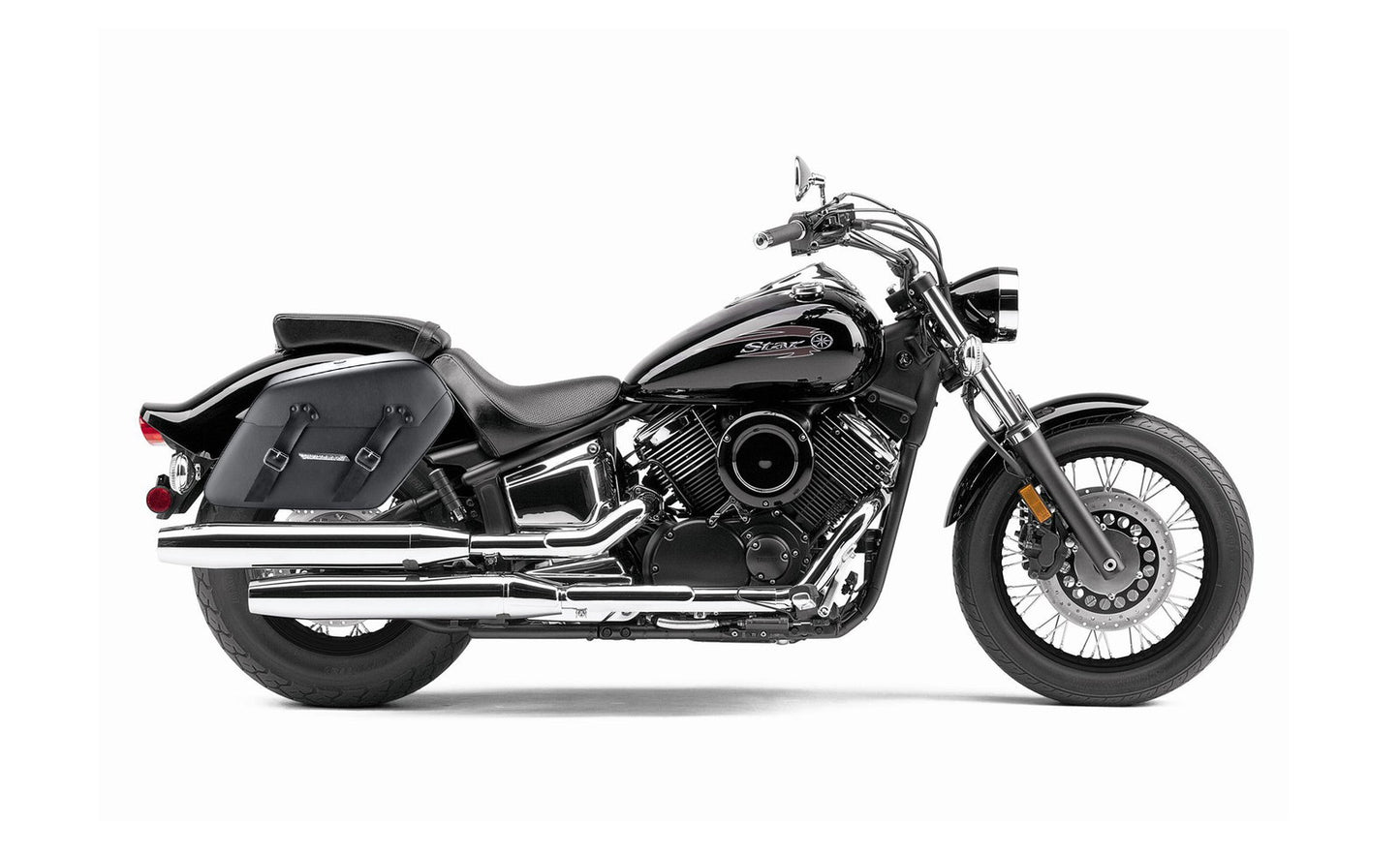 42L - Baldur Extra Large Yamaha V Star 1100 Custom XVS11T Leather Wrapped Motocicleta Hard Alforjas