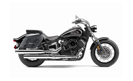 42L - Baldur Extra Large Yamaha V Star 1100 Custom XVS11T Leather Wrapped Motocicleta Hard Alforjas