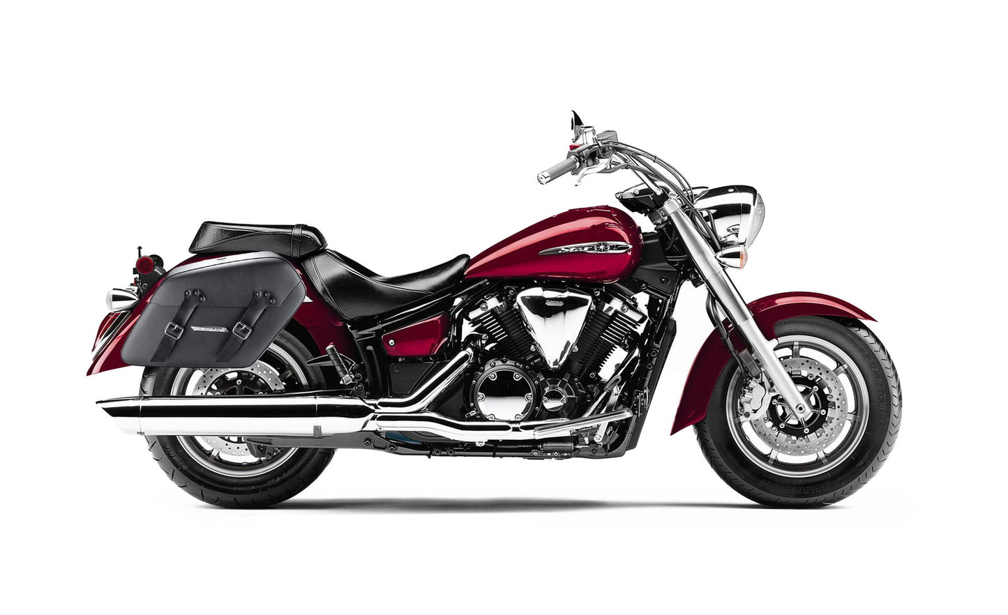 42L - Baldur Extra Large Yamaha V Star 1300 Classic XVS1300A Leather Wrapped Motocicleta Hard Alforjas