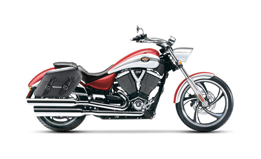 42L - Baldur Extra Large Victory Vegas Leather Wrapped Motocicleta Hard Alforjas