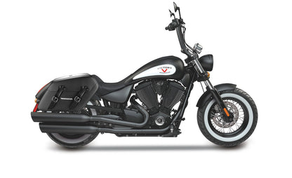 42L - Baldur Extra Large Victory High Ball Leather Wrapped Motocicleta Hard Alforjas