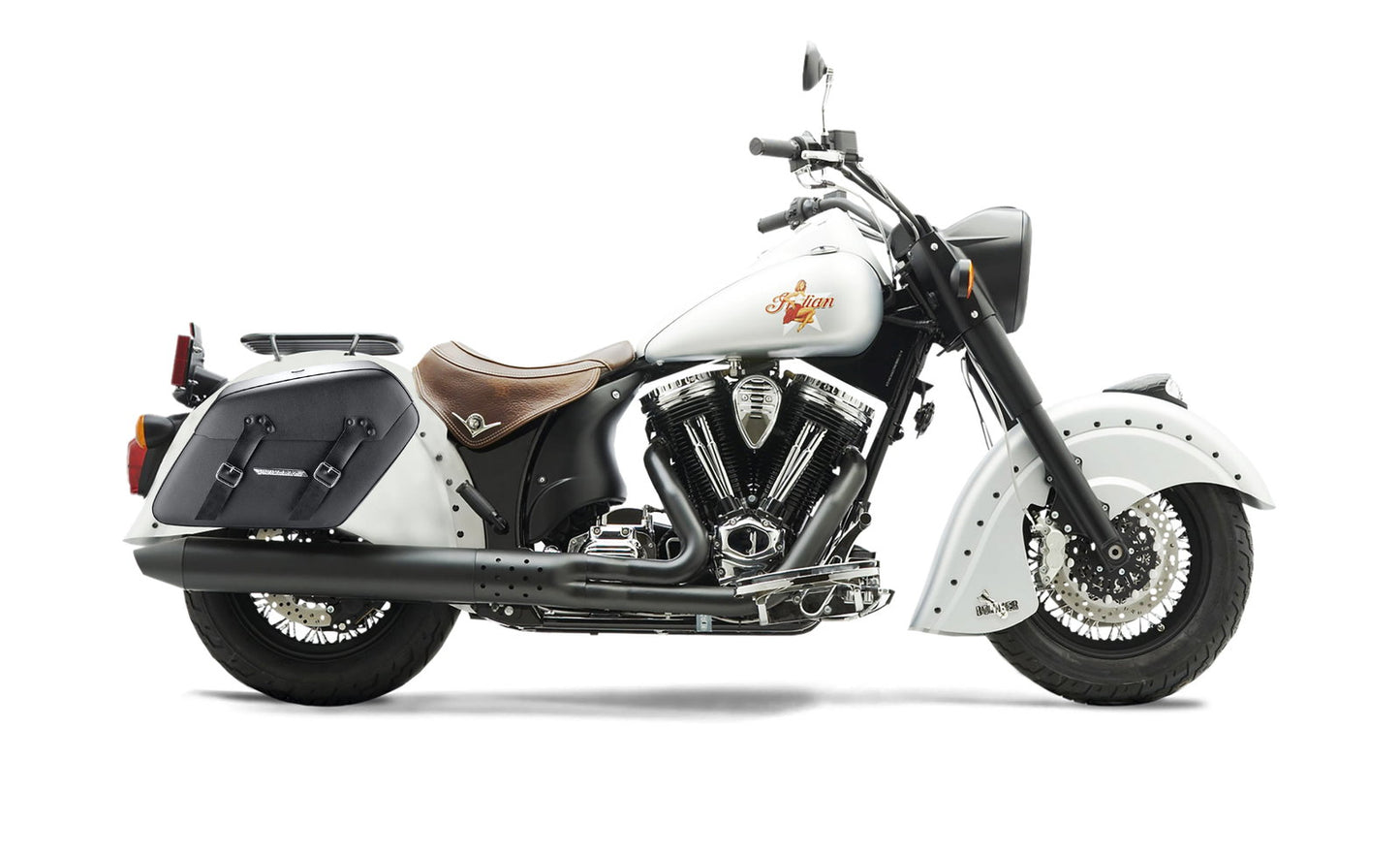 42L - Baldur Extra Large Indian Chief Bomber Leather Wrapped Motocicleta Hard Alforjas