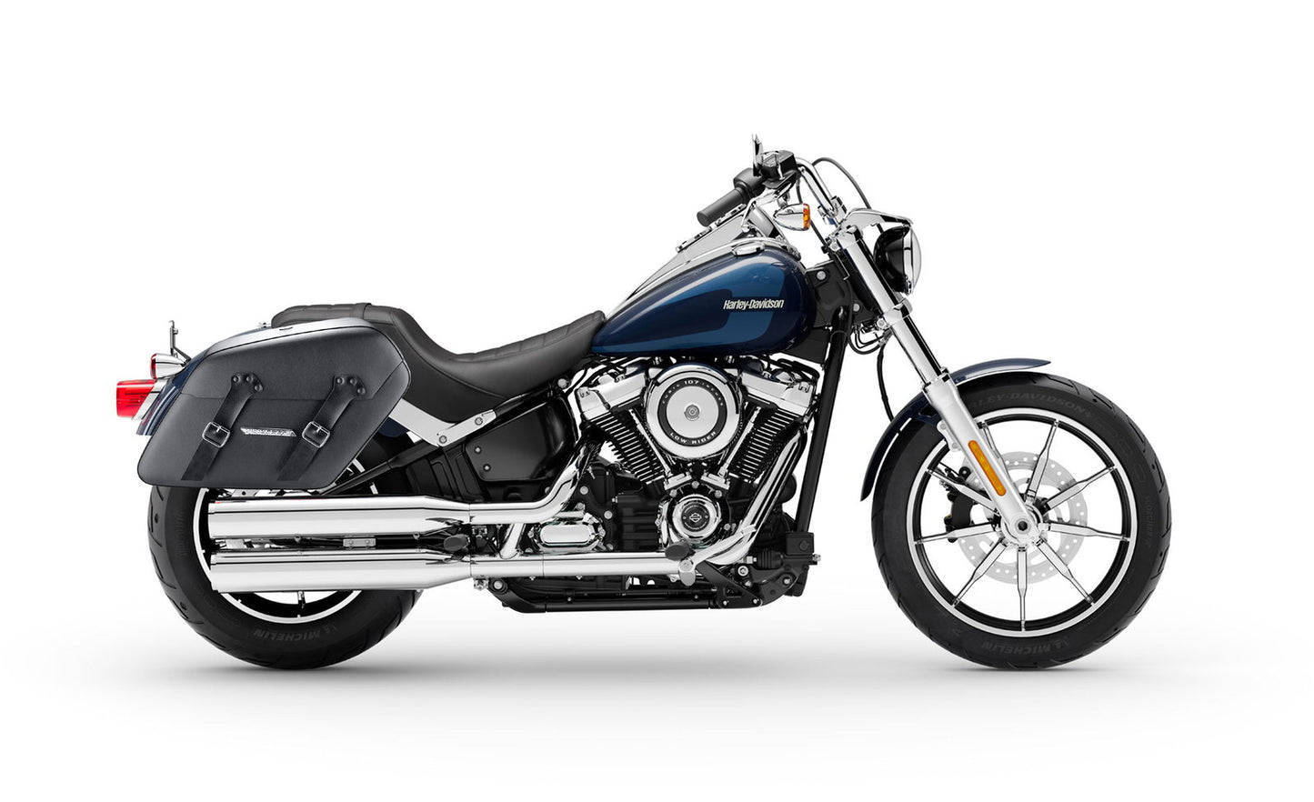 42L - Baldur Extra Large Leather Wrapped Motocicleta Hard Alforjas para Harley Softail Low Rider FXLR
