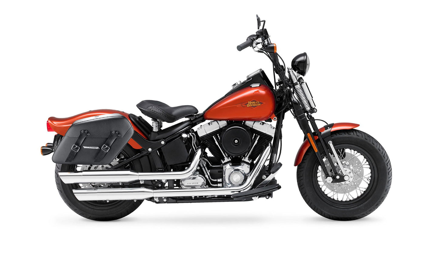 42L - Baldur Extra Large Leather Wrapped Motocicleta Hard Alforjas para Harley Softail Cross Bones FLSTSB