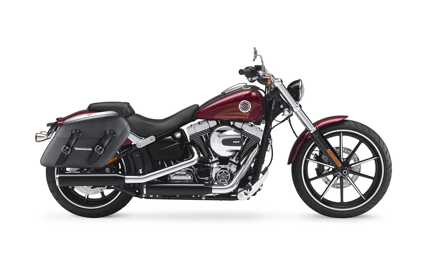 42L - Baldur Extra Large Leather Wrapped Motocicleta Hard Alforjas para Harley Softail Breakout FXSB