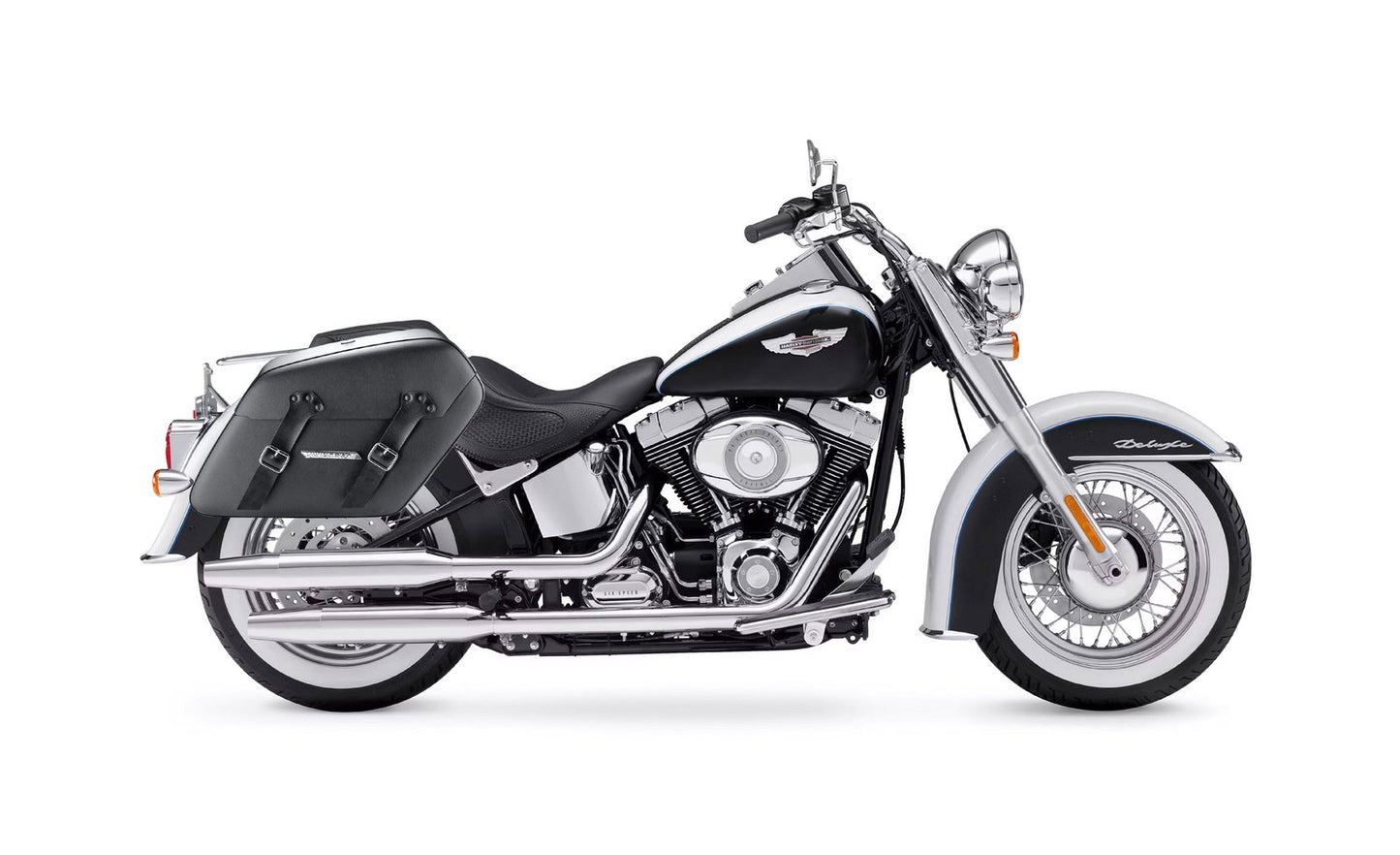 42L - Baldur Extra Large Leather Wrapped Motocicleta Hard Alforjas para Harley Softail Deluxe FLSTN/I