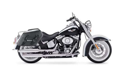 42L - Baldur Extra Large Leather Wrapped Motocicleta Hard Alforjas para Harley Softail Deluxe FLSTN/I