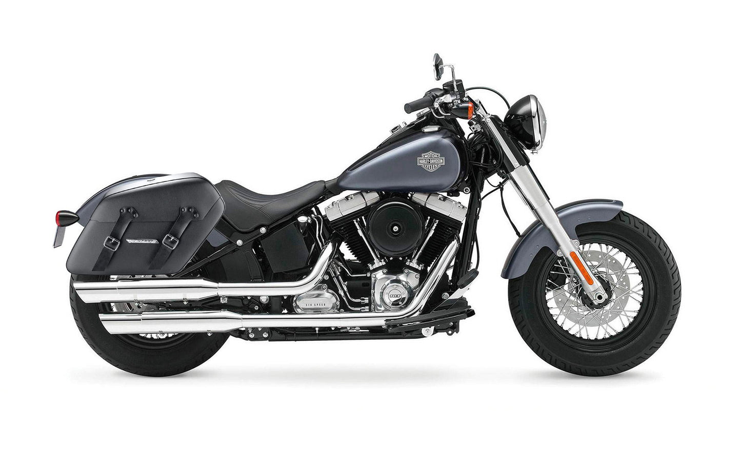 42L - Baldur XL Leather Wrapped Hard Alforjas para Harley Softail Slim FLS