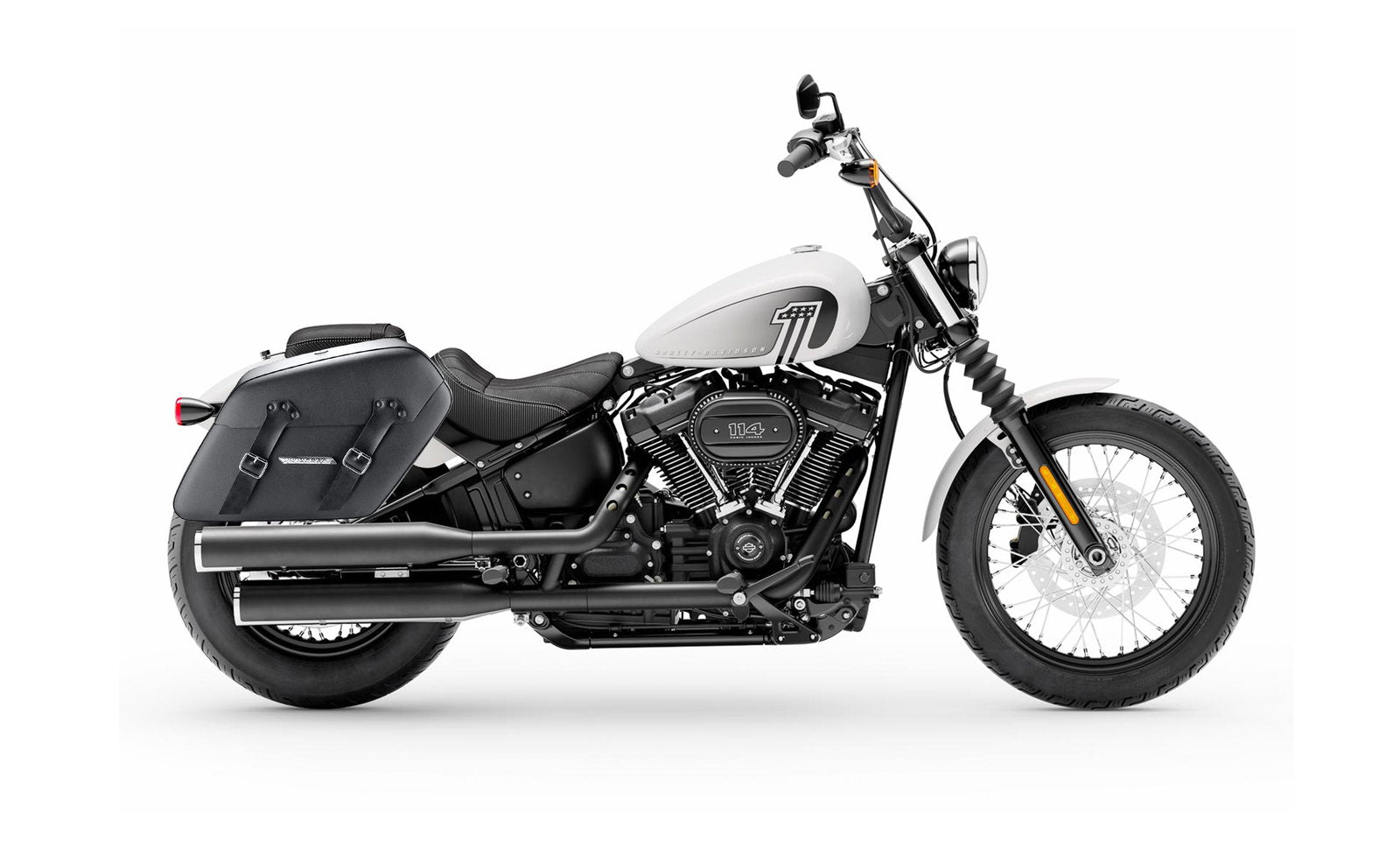 42L - Baldur Extra Large Leather Wrapped Motocicleta Hard Alforjas para Harley Softail Street Bob FXBB/S
