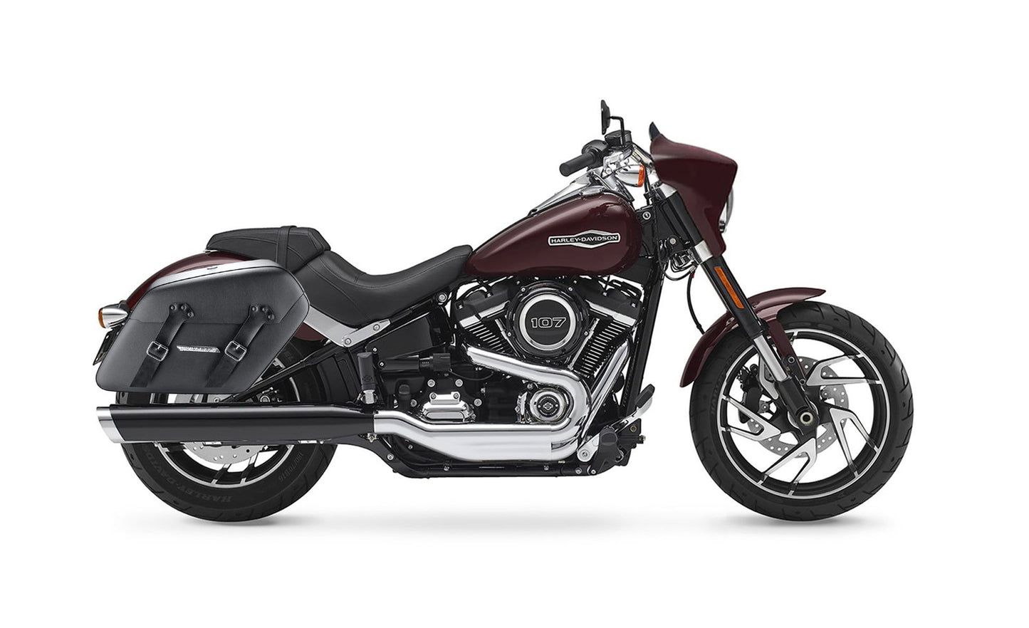 42L - Baldur Extra Large Leather Wrapped Motocicleta Hard Alforjas para Harley Softail Sport Glide FLSB