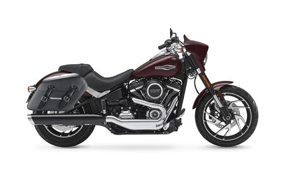 42L - Baldur Extra Large Leather Wrapped Motocicleta Hard Alforjas para Harley Softail Sport Glide FLSB