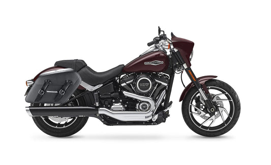 42L - Baldur Extra Large Leather Wrapped Motocicleta Hard Alforjas para Harley Softail Sport Glide FLSB