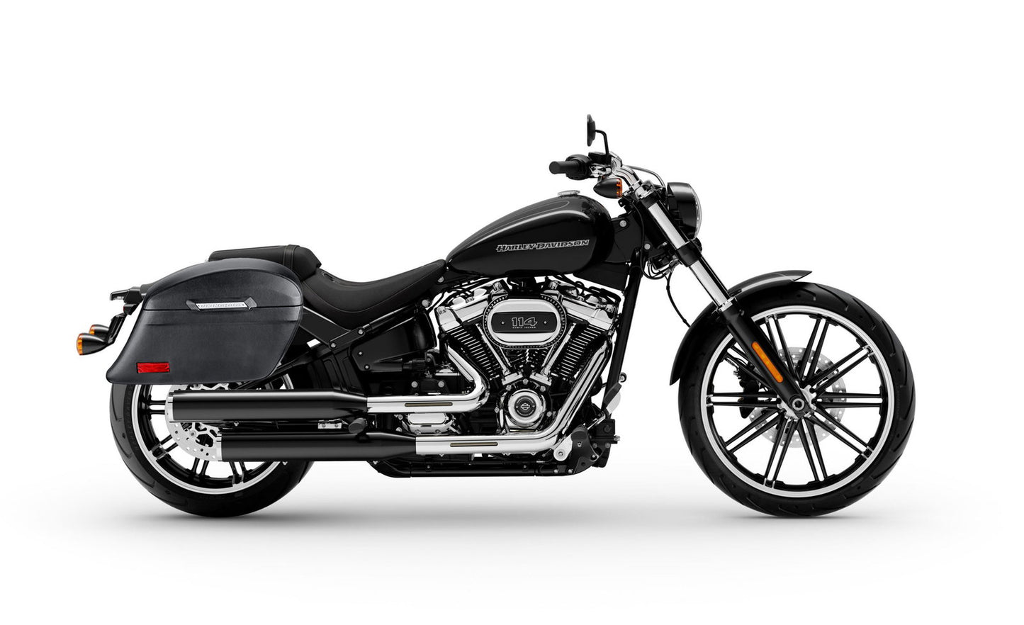44L - Lamellar Stallion Extra Large Leather Covered Motocicleta Hard Alforjas para Harley Softail Breakout FXBR/S
