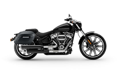 40L - Lamellar Raven Extra Large Leather Covered Motocicleta Hard Alforjas para Harley Softail Breakout FXBR/S