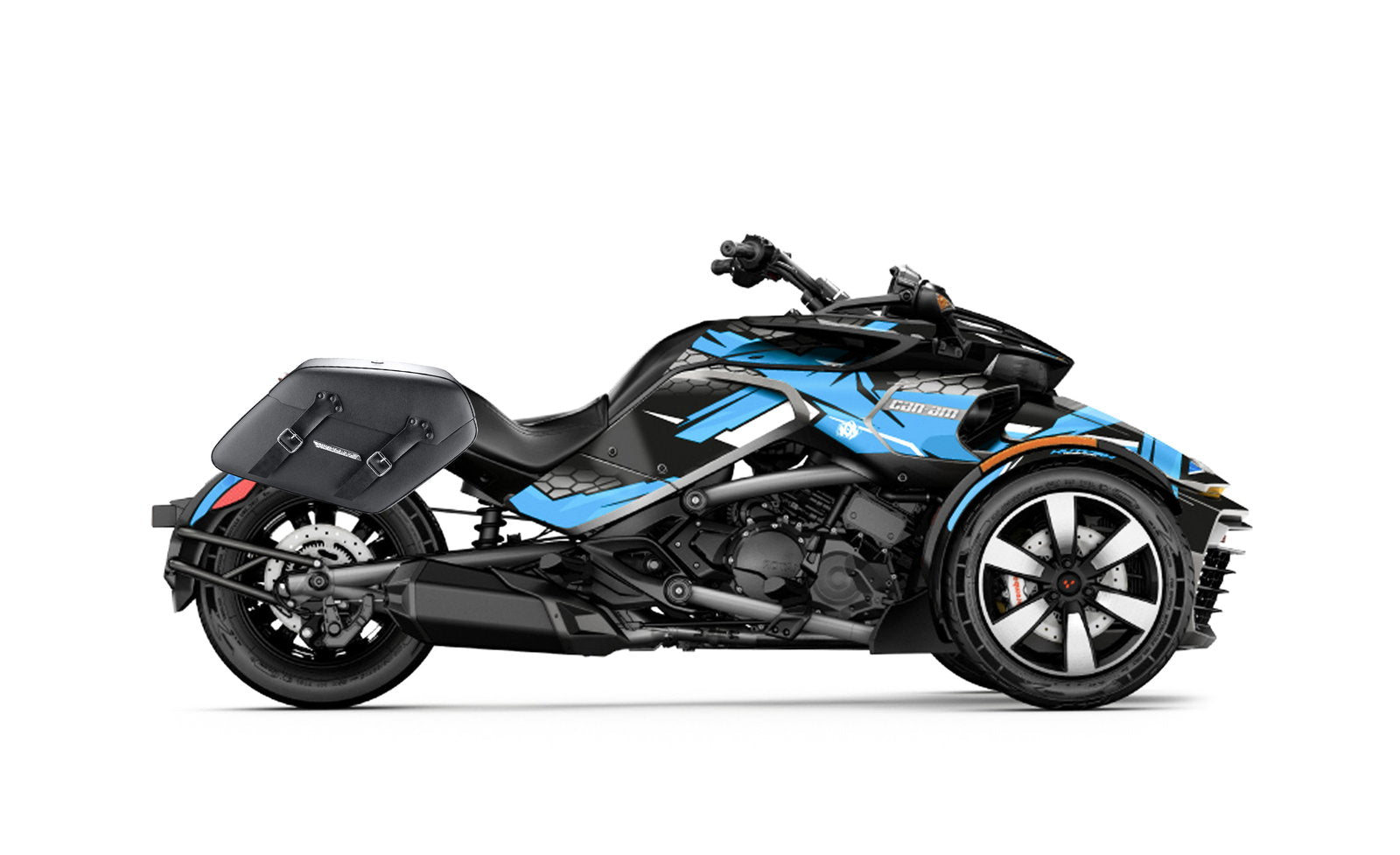 42L - Baldur Extra Large CAN AM Spyder F3 Leather Wrapped Motocicleta Hard Alforjas
