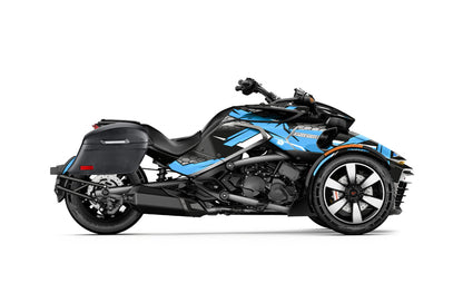 44L - Lamellar Stallion Extra Large CAN AM Spyder F3 Leather Covered Motocicleta Hard Alforjas
