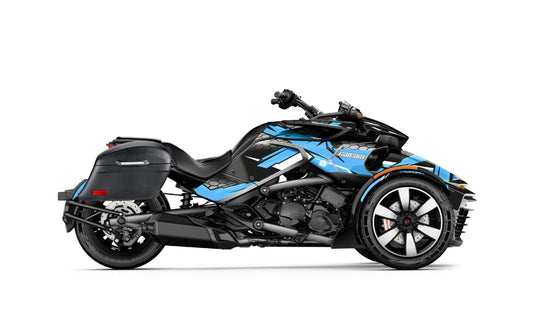 44L - Lamellar Stallion Extra Large CAN AM Spyder F3 Leather Covered Motocicleta Hard Alforjas
