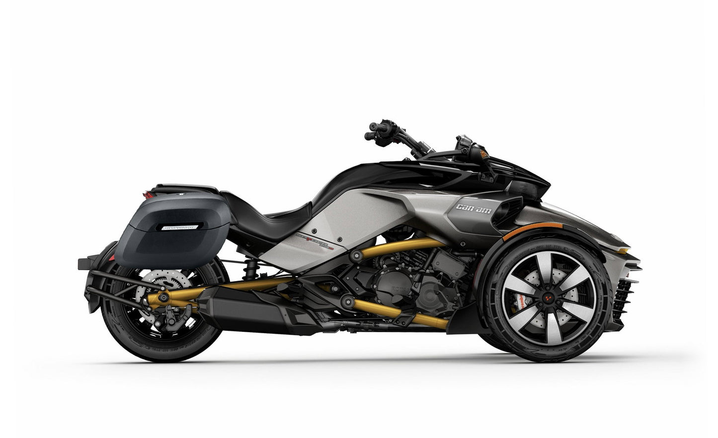 40L - Lamellar Raven Extra Large CAN AM Spyder F3-S Leather Covered Motocicleta Hard Alforjas