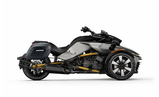 40L - Lamellar Raven Extra Large CAN AM Spyder F3-S Leather Covered Motocicleta Hard Alforjas