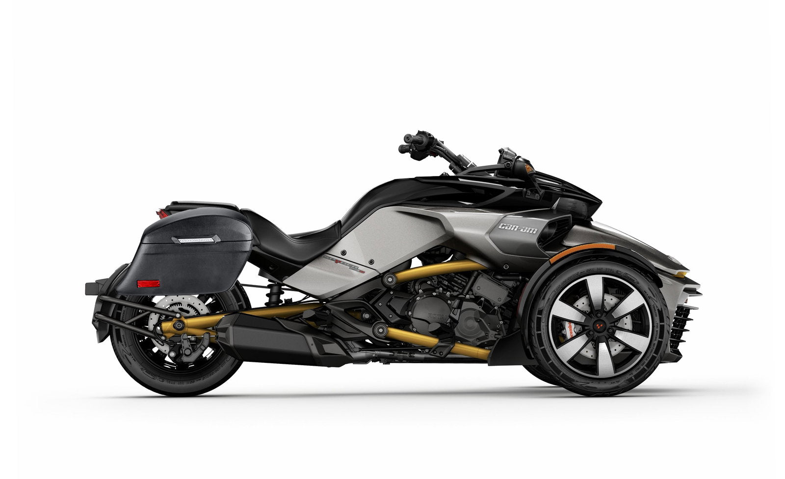 44L - Lamellar Stallion Extra Large CAN AM Spyder F3-S Leather Covered Motocicleta Hard Alforjas