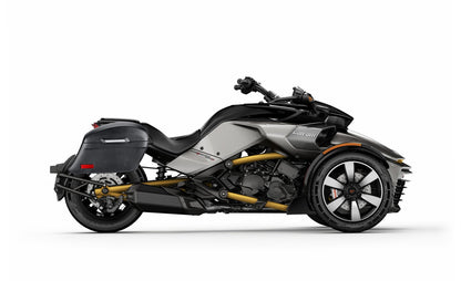 44L - Lamellar Stallion Extra Large CAN AM Spyder F3-S Leather Covered Motocicleta Hard Alforjas